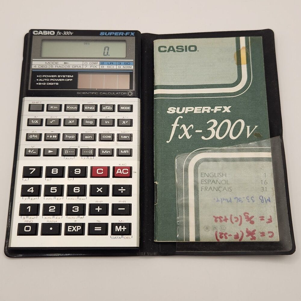 Vintage Casio FX-300v SUPER-FX Solar Powered Scientific Calculator Tested Works